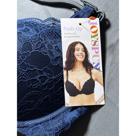 NWT Joyspun Womens Lace Push Up Bra- Navy Water- Plunge Neckline 36B - Picture 8 of 9